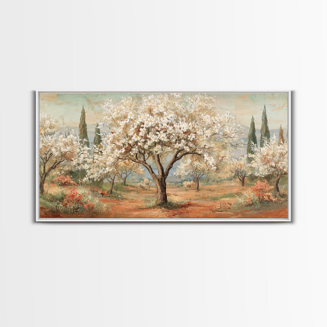 Spring Orchard with Blossoming Trees Canvas Print, Impressionist Art, Living Room Decor, Abstract Art, Impression, IMP-2x1-26