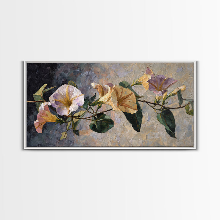 Caf Table with Flowers and Morning Light Canvas Print, Impressionist Art, Minimalist Decor, Living Room Decor, Impression, IMP-2x1-30