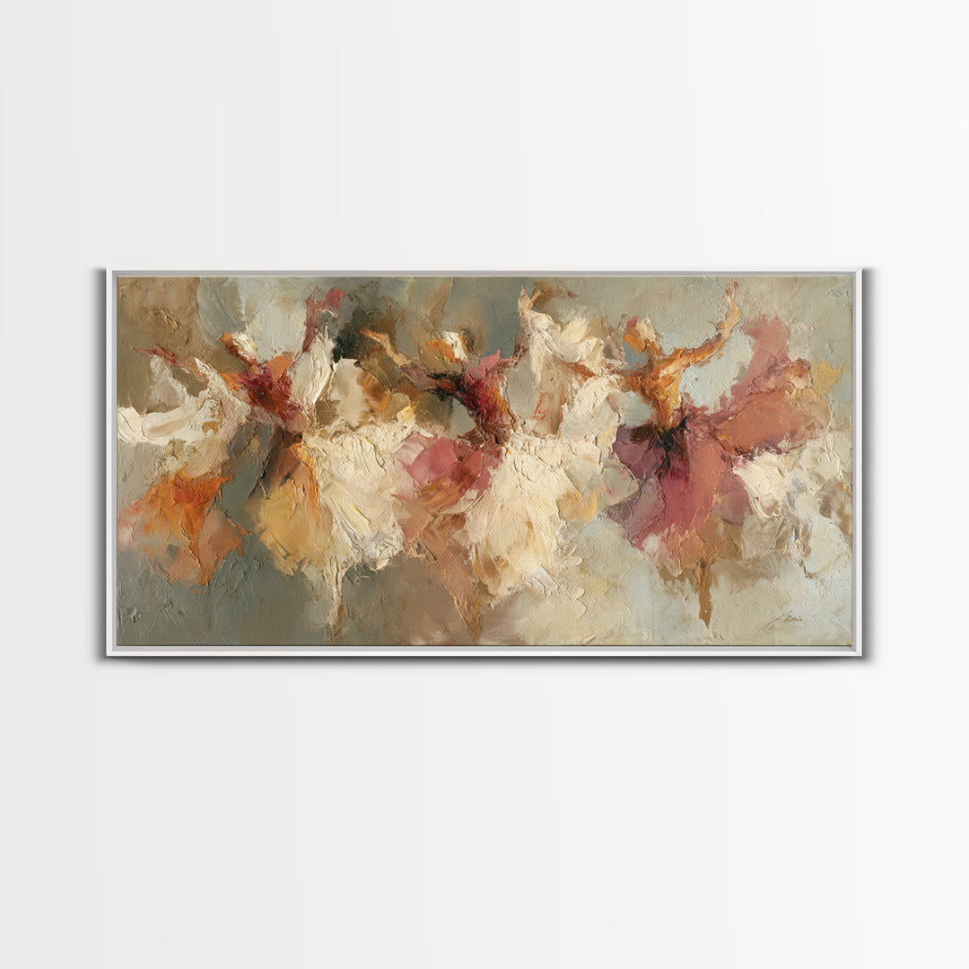 Dancers Suggested by Soft Moving Brushwork Framed Canvas Print, Impressionist Art, Wall Art, Living Room Decor, Oil Painting, IMP-2x1-35