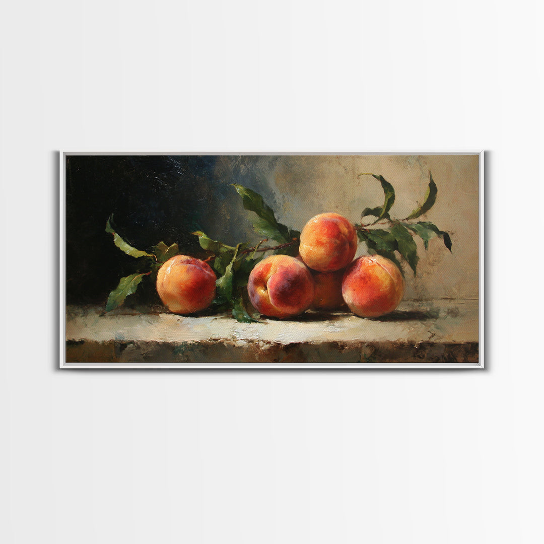 Still Life of Peaches Framed Canvas Print, Impressionist Art, Large Wall Art, Living Room Decor, Fine Art, Impression, IMP-2x1-43