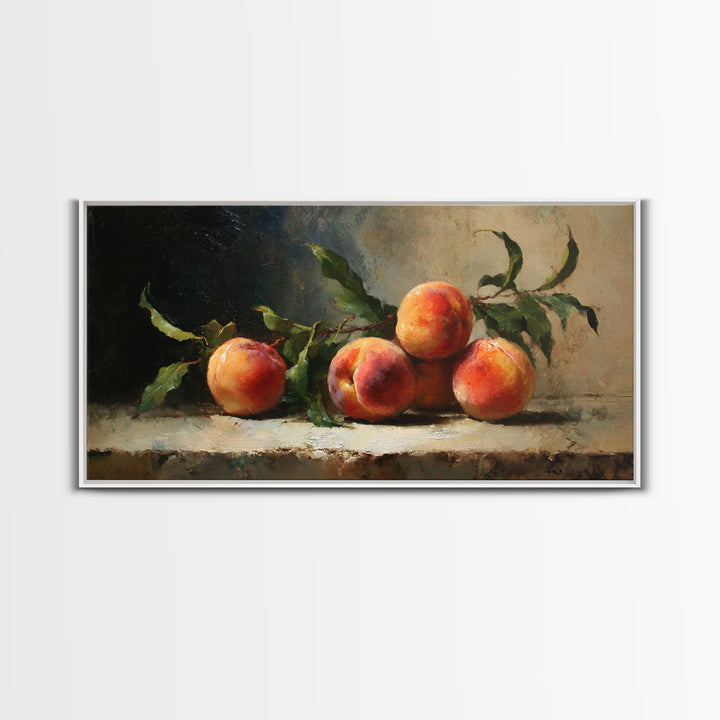 Still Life of Peaches Framed Canvas Print, Impressionist Art, Large Wall Art, Living Room Decor, Fine Art, Impression, IMP-2x1-43