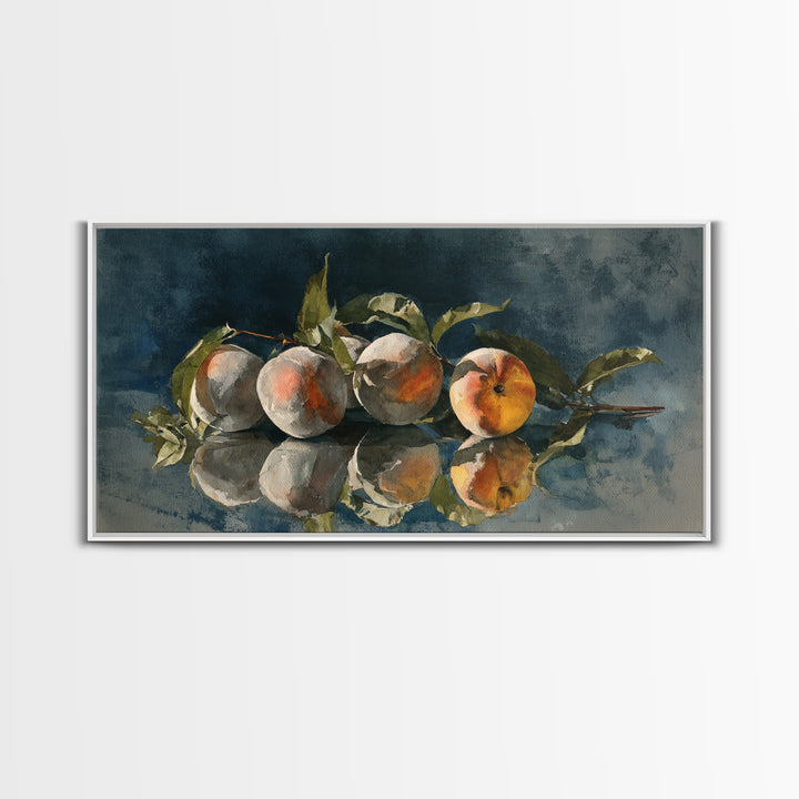Still Life of Peaches Framed Canvas Print, Impressionist Art, Gallery Decor, Living Room Decor, Fine Art, Impression, IMP-2x1-67