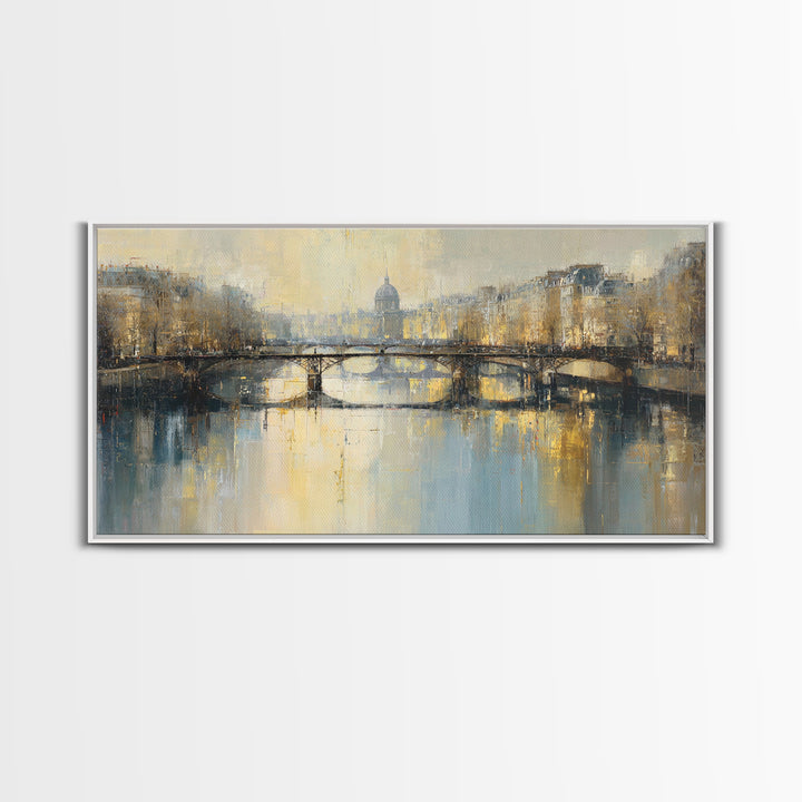 Paris Bridge Reflected Framed Canvas Print, Impressionist Art, Room Decor, Living Room Decor, Fine Art, Impression, IMP-2x1-75