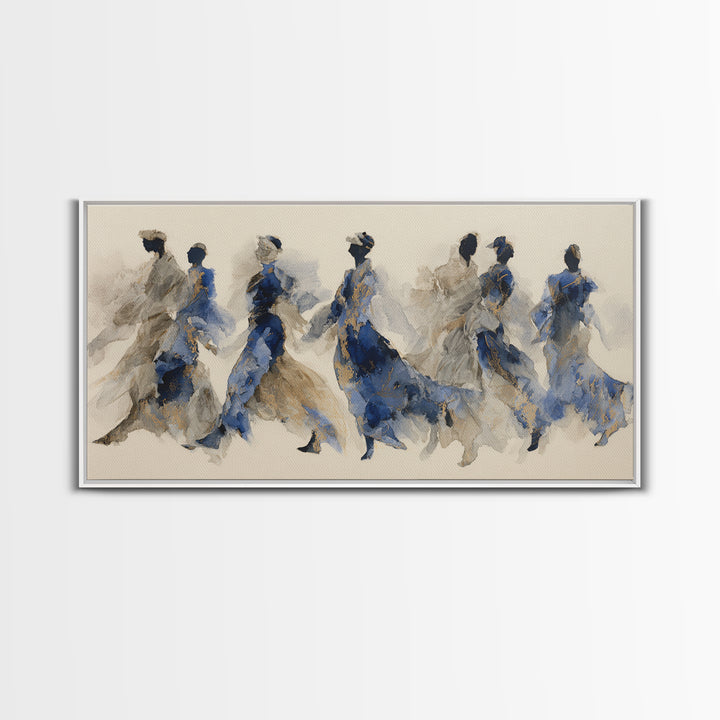Dancers Suggested by Soft Moving Brushwork Framed Canvas Print, Impressionist Art, Painting, Living Room Decor, Impression, IMP-2x1-83