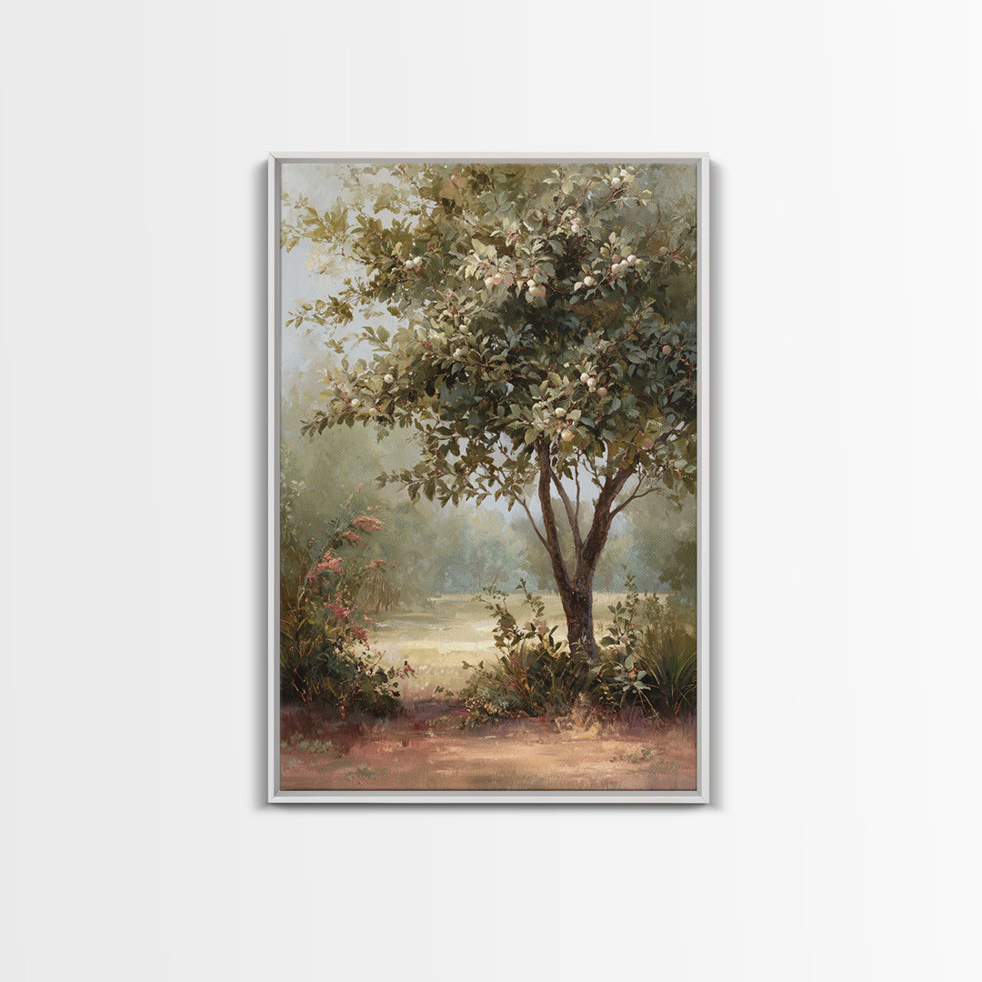 Apple Tree in Summer Orchard Framed Canvas Print, Impressionist Art, Large Wall Art, Living Room Decor, Fine Art, Impression, IMP-2x3-1