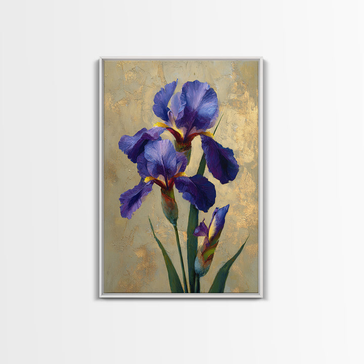 Iris Garden with Blue Violet Strokes Canvas Print, Impressionist Art, Printable Wall Art, Living Room Decor, Impression, IMP-2x3-100