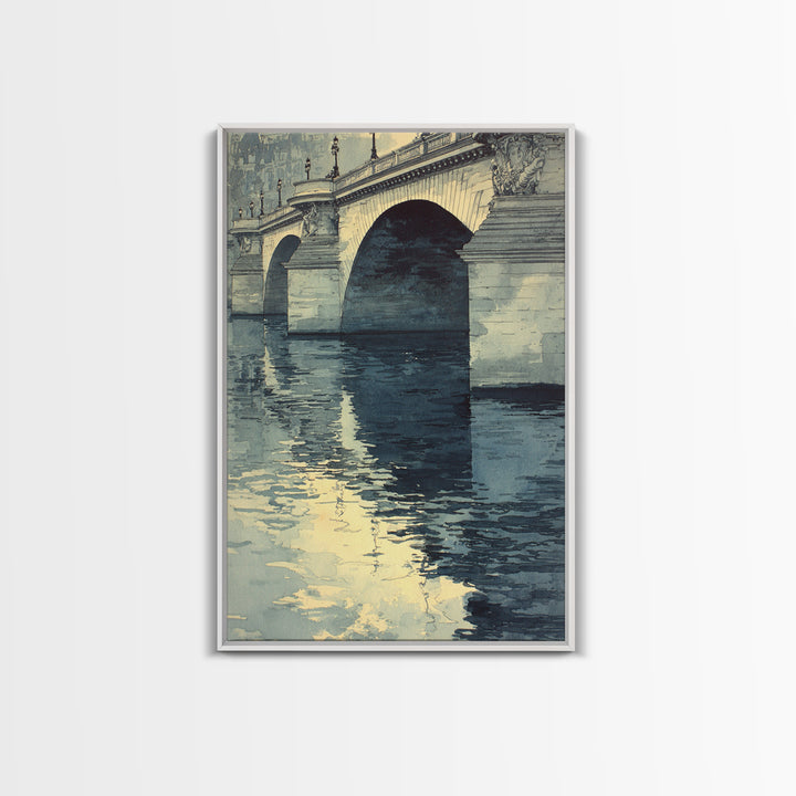 Paris Bridge Reflected Canvas Print, Impressionist Art, Minimalist Decor, Living Room Decor, Impression, Textured Wall Art, IMP-2x3-15
