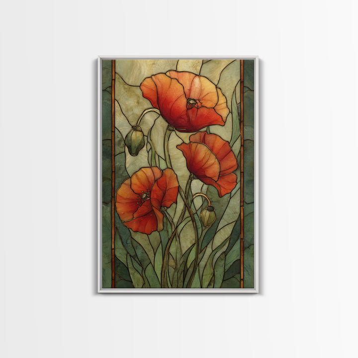 Poppies Blowing Through Green Grass Canvas Print, Impressionist Art, Horizontal Wall Art, Living Room Decor, Impression, IMP-2x3-20