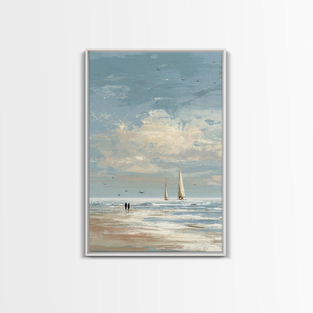 Coastal Beach Figures Canvas Print, Impressionist Art, Home Decor, Living Room Decor, Fine Art, Impression, Horizontal Wall Art, IMP-2x3-27