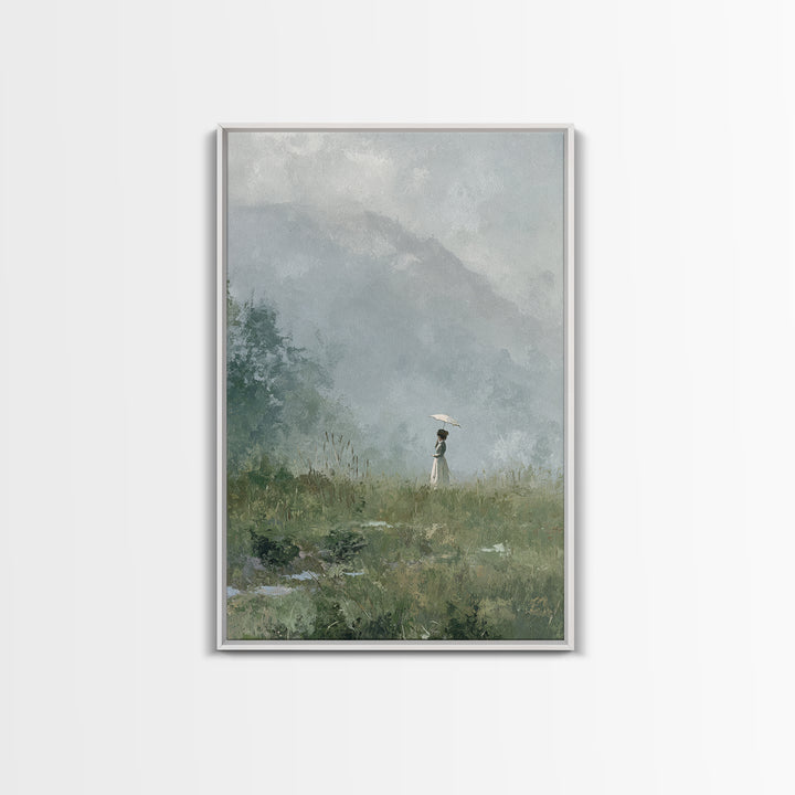 Woman with Parasol in Breezy Meadow Canvas Print, Impressionist Art, Original Art, Living Room Decor, Fine Art, Impression, IMP-2x3-35