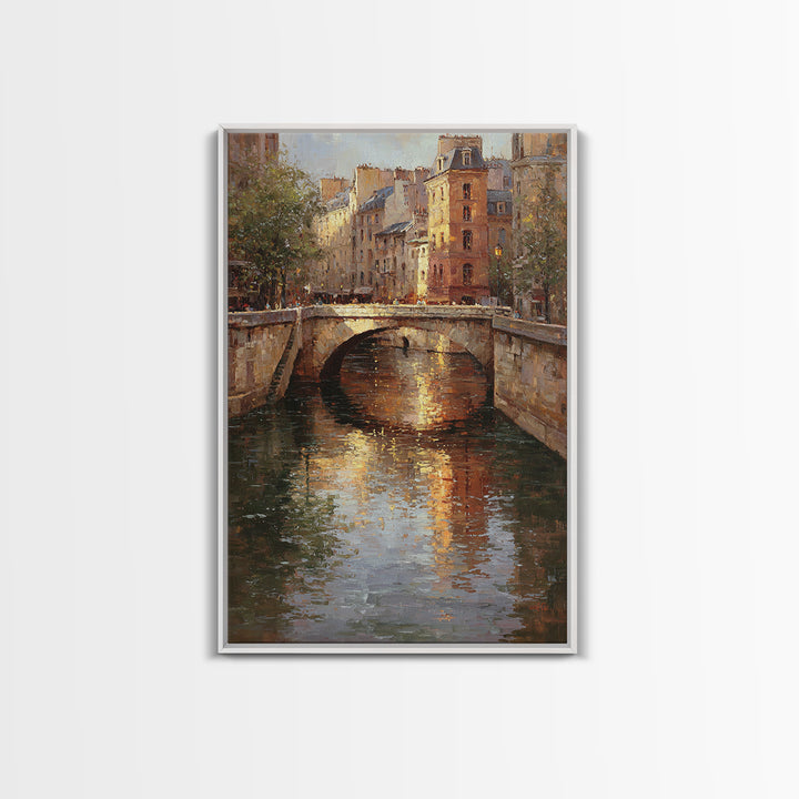 Paris Bridge Reflected Canvas Print, Impressionist Art, Bedroom Decor, Living Room Decor, Fine Art, Impression, Modern Art, IMP-2x3-39