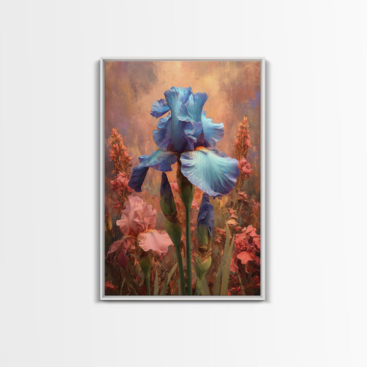 Iris Garden with Blue Violet Strokes Canvas Print, Impressionist Art, Contemporary Art, Living Room Decor, Impression, IMP-2x3-4