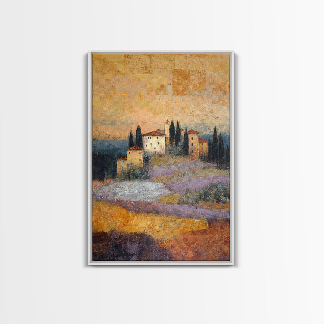Sunset over Lavender Field Framed Canvas Print, Impressionist Art, Wall Decor, Living Room Decor, Fine Art, Impression, IMP-2x3-46