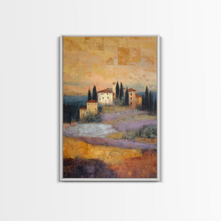 Sunset over Lavender Field Framed Canvas Print, Impressionist Art, Wall Decor, Living Room Decor, Fine Art, Impression, IMP-2x3-46
