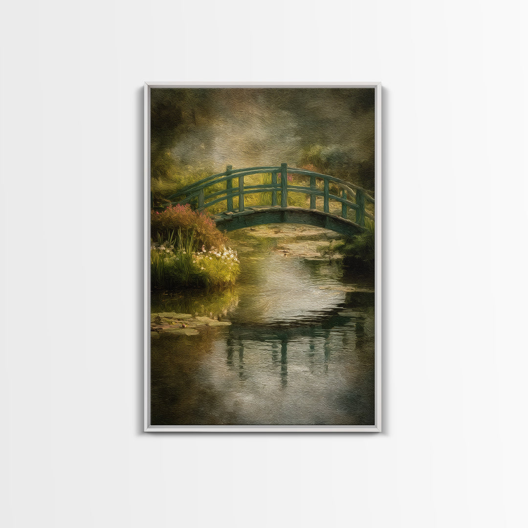 Water Garden Bridge Canvas Print, Impressionist Art, Painting, Living Room Decor, Oil Painting, Impression, Wall Art Framed, IMP-2x3-50