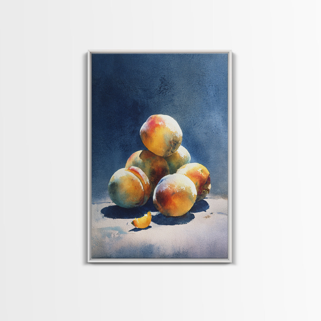 Still Life of Peaches Framed Canvas Print, Impressionist Art, Large Wall Art, Living Room Decor, Fine Art, Impression, IMP-2x3-55