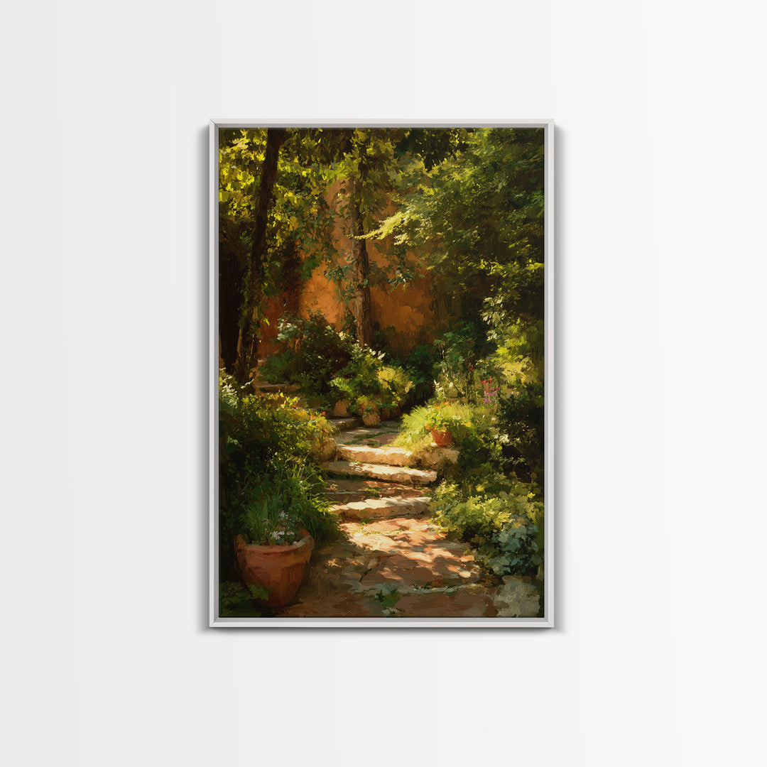 Garden Path Covered Canvas Print, Impressionist Art, Textured Wall Art, Living Room Decor, Impression, Landscape Painting, IMP-2x3-58