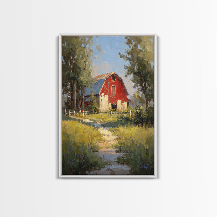 Country Lane with Flickering Sunlight Framed Canvas Print, Impressionist Art, Minimalist Decor, Living Room Decor, Impression, IMP-2x3-6
