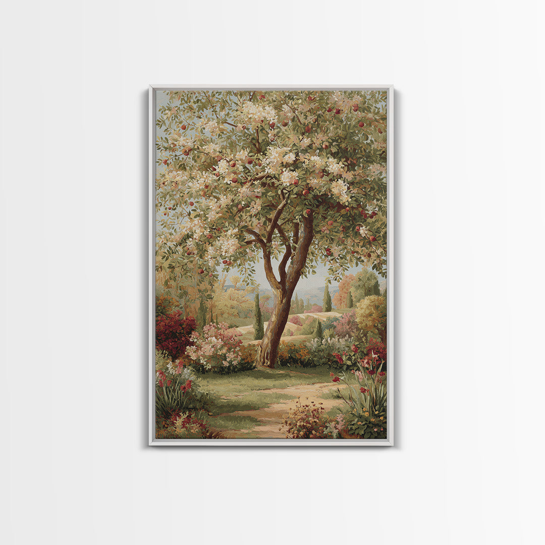 Apple Tree in Summer Orchard Framed Canvas Print, Impressionist Art, Coastal Wall Art, Living Room Decor, Fine Art, Impression, IMP-2x3-73