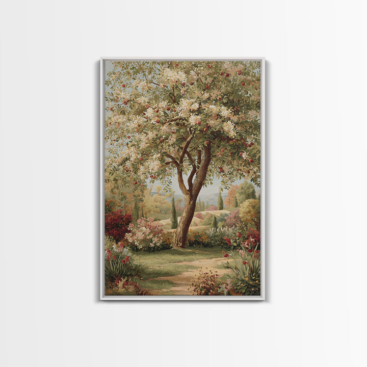 Apple Tree in Summer Orchard Framed Canvas Print, Impressionist Art, Coastal Wall Art, Living Room Decor, Fine Art, Impression, IMP-2x3-73
