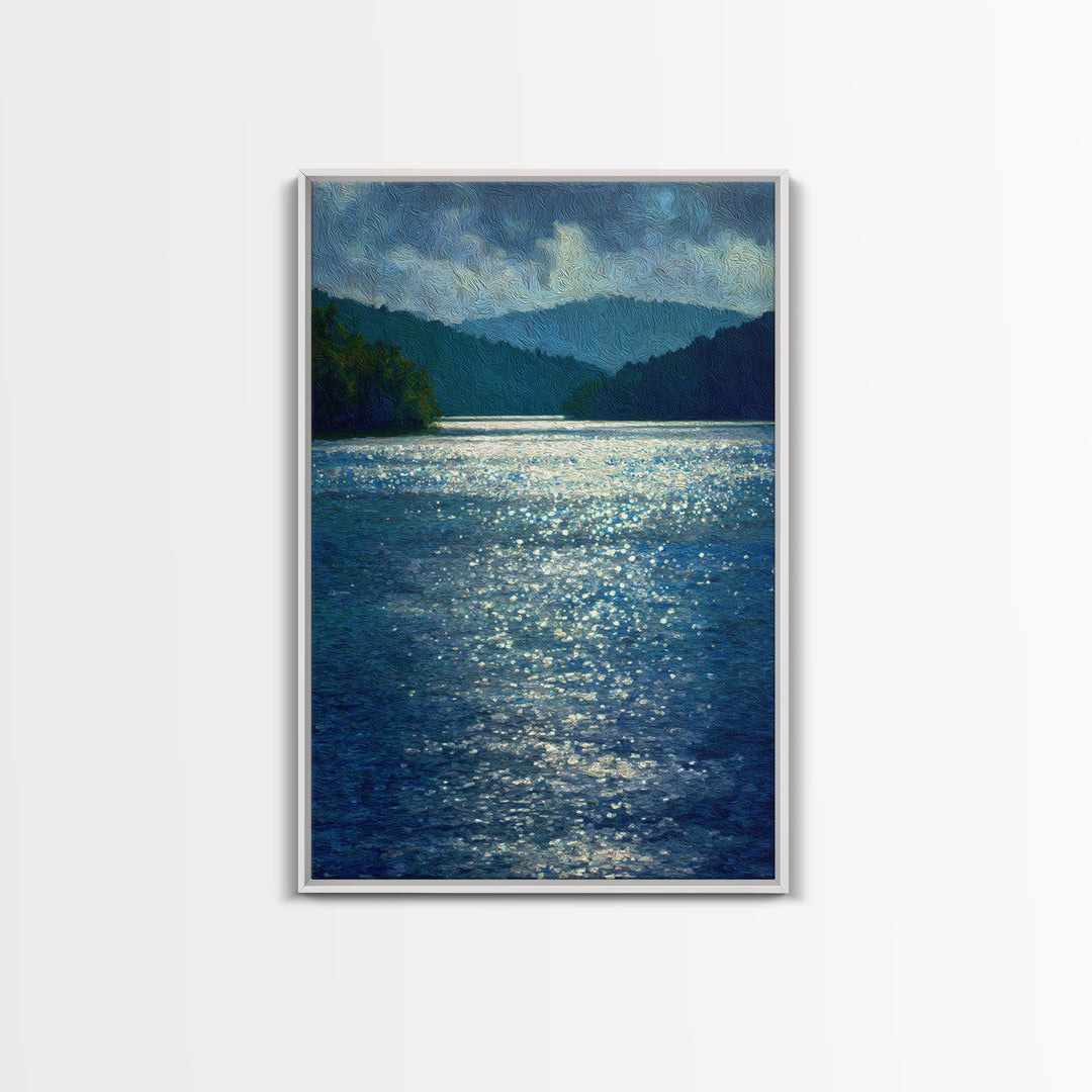 Mountain Lake with Sparkling Reflections Canvas Print, Impressionist Art, Living Room Art, Living Room Decor, Impression, IMP-2x3-8