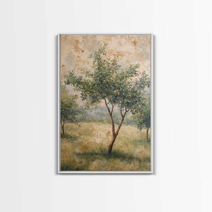 Apple Tree in Summer Orchard Framed Canvas Print, Impressionist Art, Coastal Wall Art, Living Room Decor, Fine Art, Impression, IMP-2x3-97