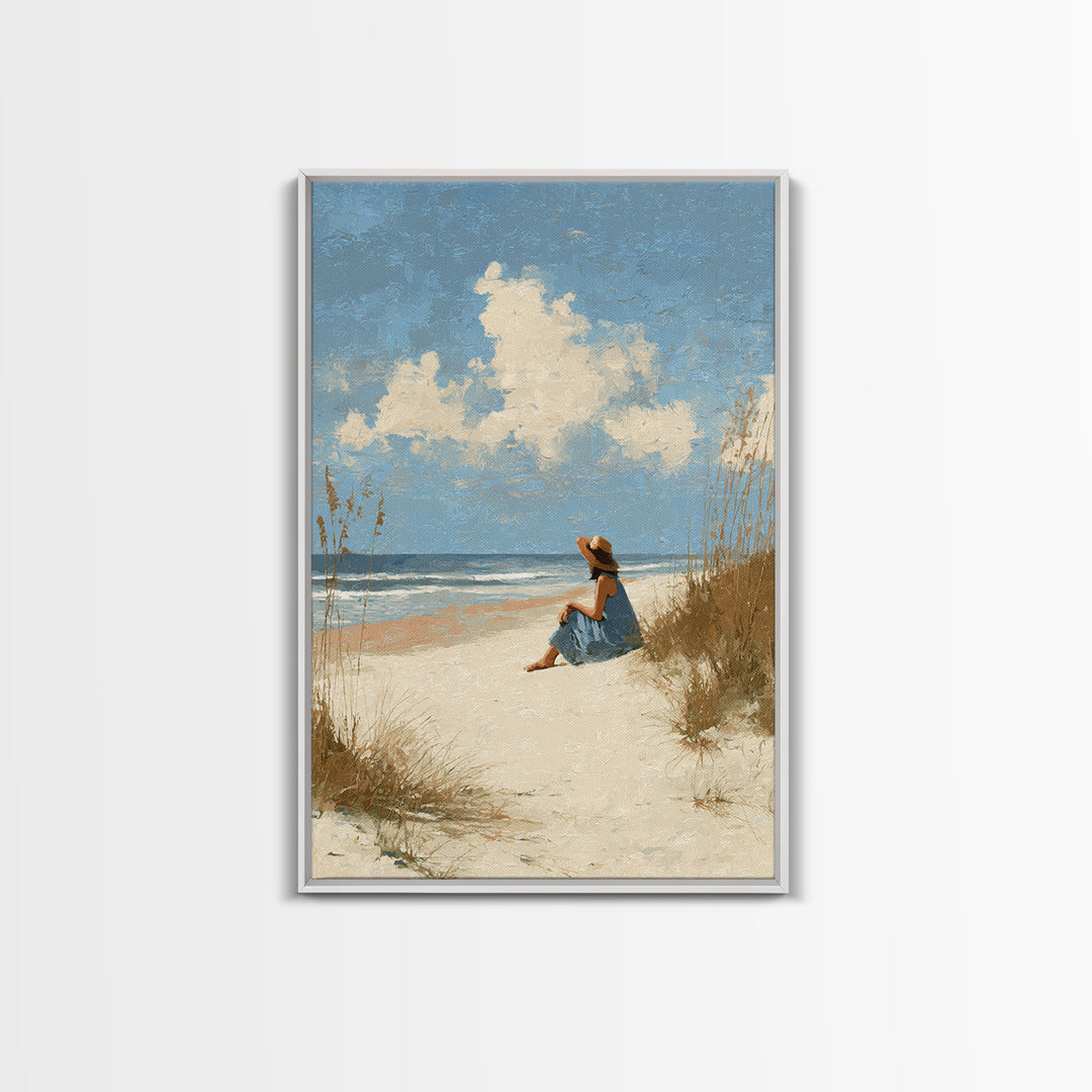 Coastal Beach Figures Canvas Print, Impressionist Art, Gallery Wall Art, Living Room Decor, Oil Painting, Impression, IMP-2x3-99