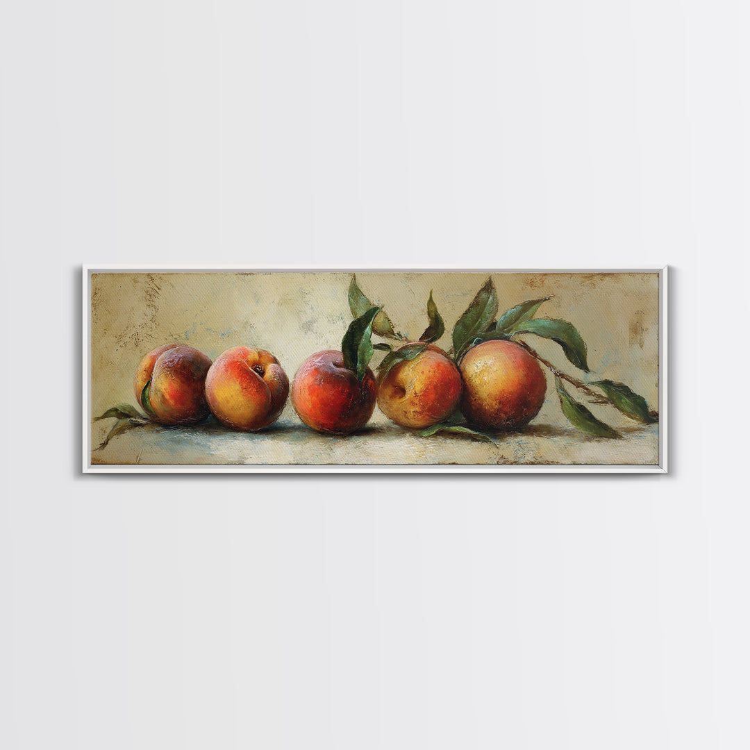 Still Life of Peaches Framed Canvas Print, Impressionist Art, Gallery Decor, Living Room Decor, Fine Art, Impression, IMP-3x1-15