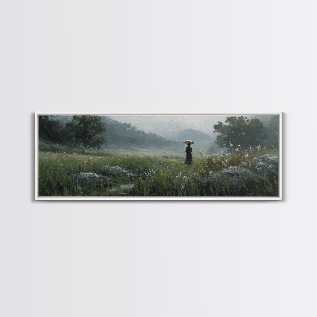 Woman with Parasol in Breezy Meadow Canvas Print, Impressionist Art, Luxury Decor, Living Room Decor, Fine Art, Impression, IMP-3x1-19