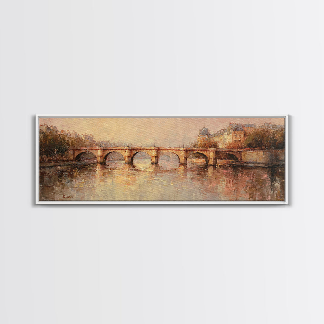 Paris Bridge Reflected Framed Canvas Print, Impressionist Art, Room Decor, Living Room Decor, Fine Art, Impression, IMP-3x1-23