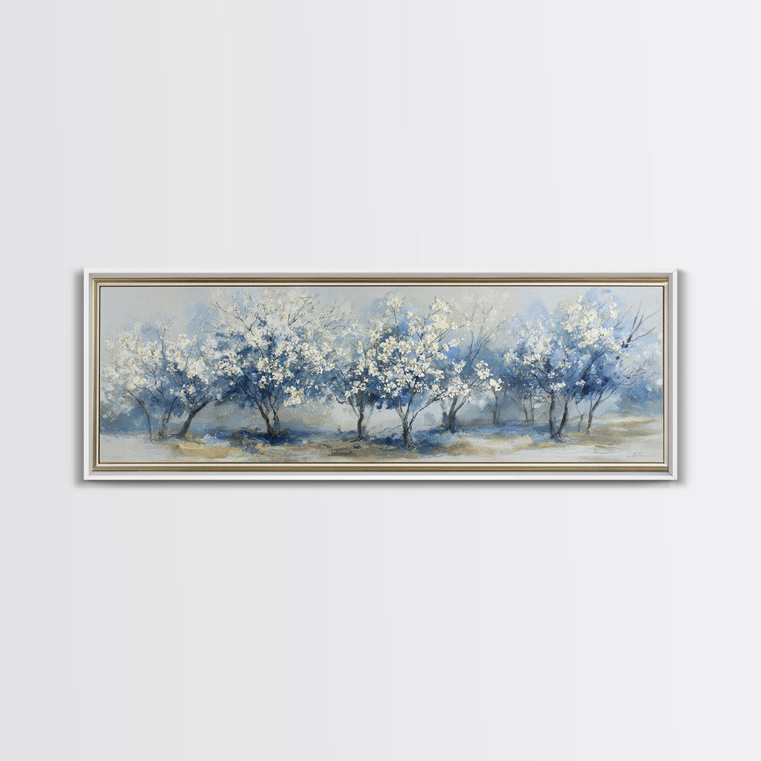Spring Orchard with Blossoming Trees Canvas Print, Impressionist Art, Abstract Painting, Living Room Decor, Impression, IMP-3x1-46