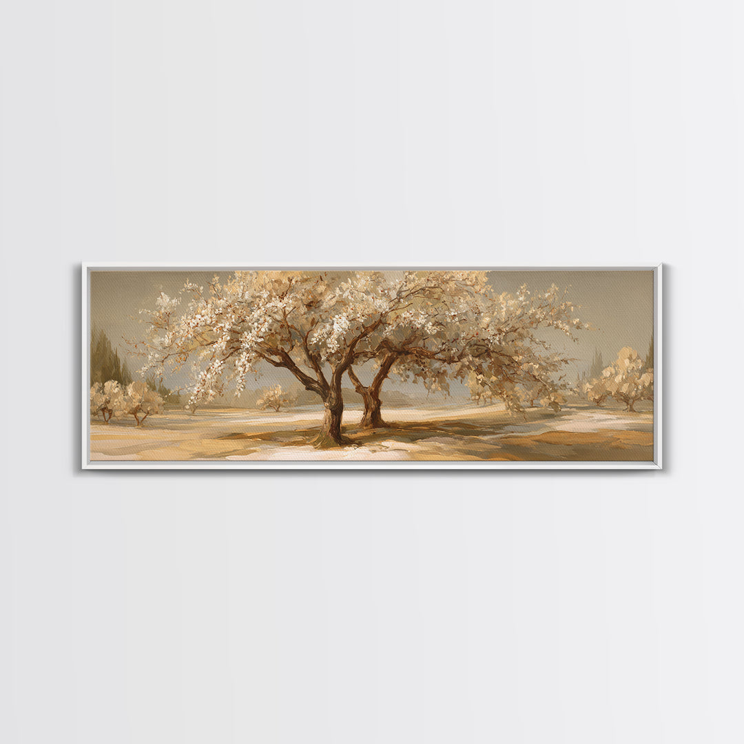 Apple Tree in Summer Orchard Framed Canvas Print, Impressionist Art, Flower Print, Living Room Decor, Fine Art, Impression, IMP-3x1-57