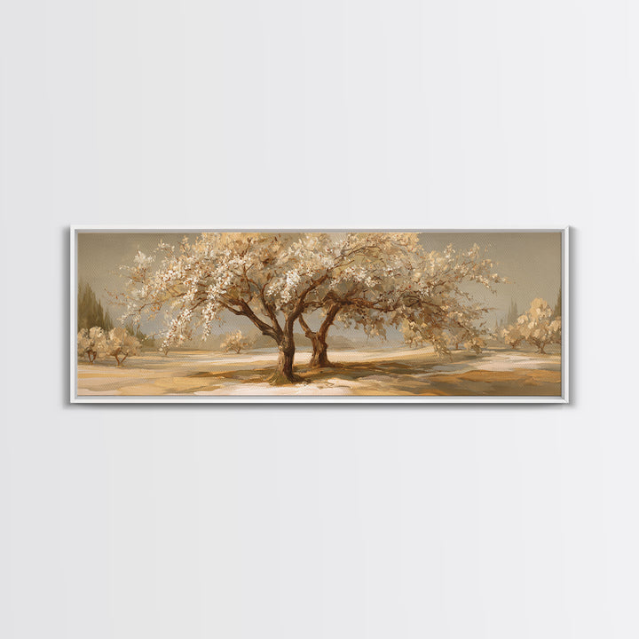 Apple Tree in Summer Orchard Framed Canvas Print, Impressionist Art, Flower Print, Living Room Decor, Fine Art, Impression, IMP-3x1-57