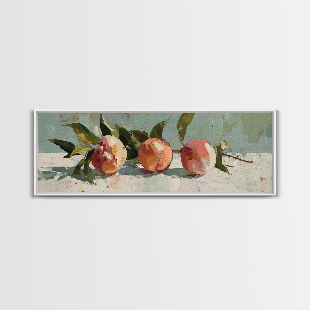 Still Life of Peaches Framed Canvas Print, Impressionist Art, Contemporary Art, Living Room Decor, Fine Art, Impression, IMP-3x1-63