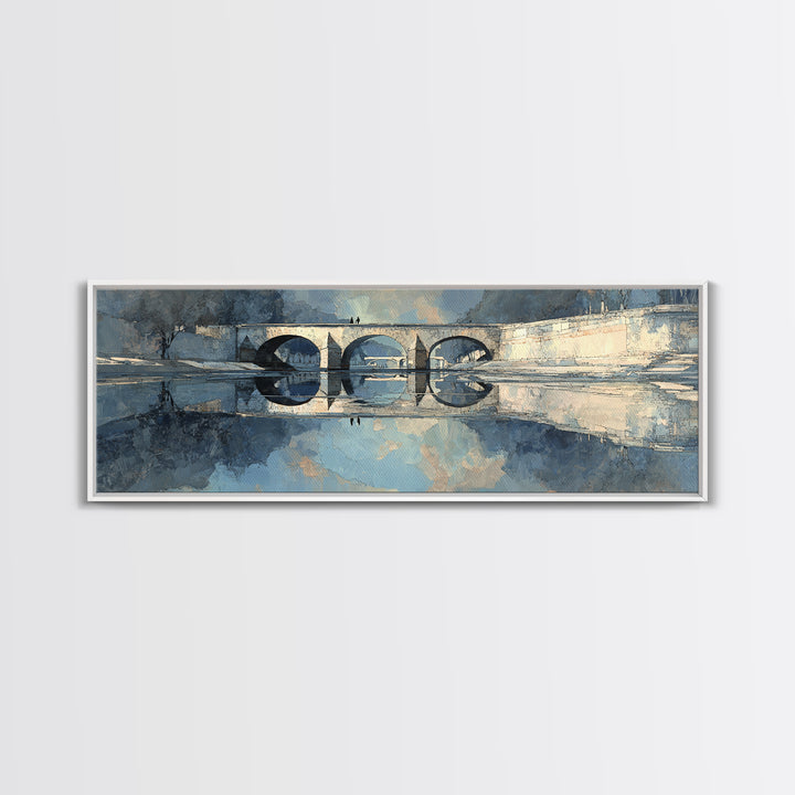 Paris Bridge Reflected Canvas Print, Impressionist Art, Farmhouse Decor, Living Room Decor, Impression, Landscape Wall Art, IMP-3x1-71
