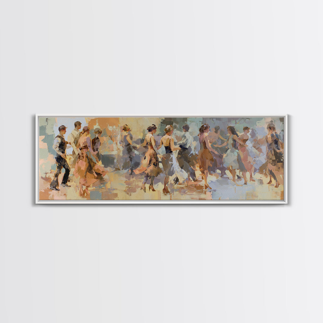 Dancers Suggested by Soft Moving Brushwork Canvas Print, Impressionist Art, Horizontal Wall Art, Living Room Decor, Impression, IMP-3x1-79