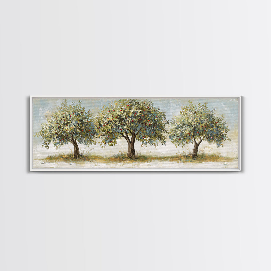 Apple Tree in Summer Orchard Framed Canvas Print, Impressionist Art, Flower Print, Living Room Decor, Fine Art, Impression, IMP-3x1-81