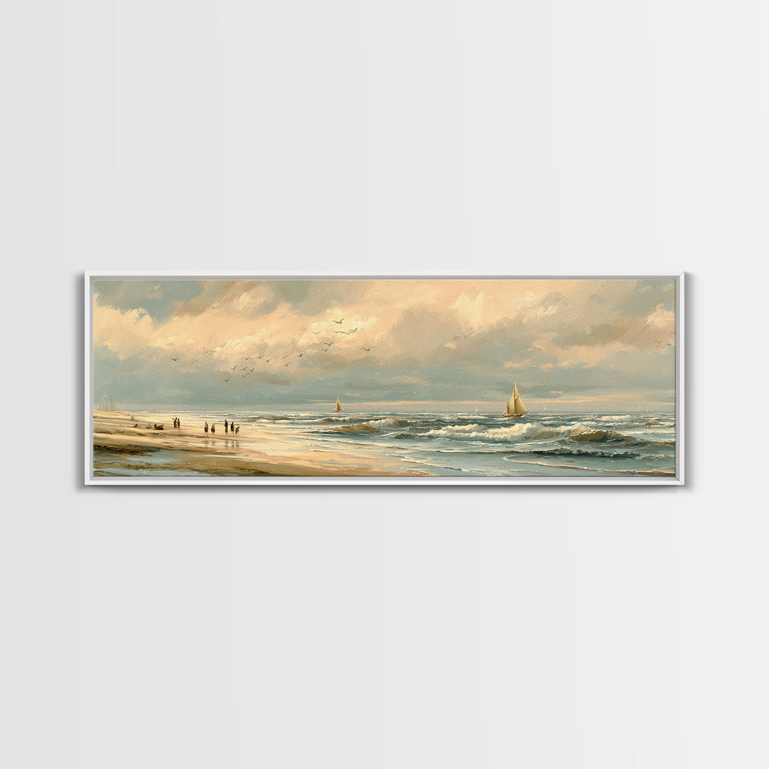 Coastal Beach Figures Canvas Print, Impressionist Art, Bedroom Decor, Living Room Decor, Oil Painting, Impression, Modern Art, IMP-3x1-83
