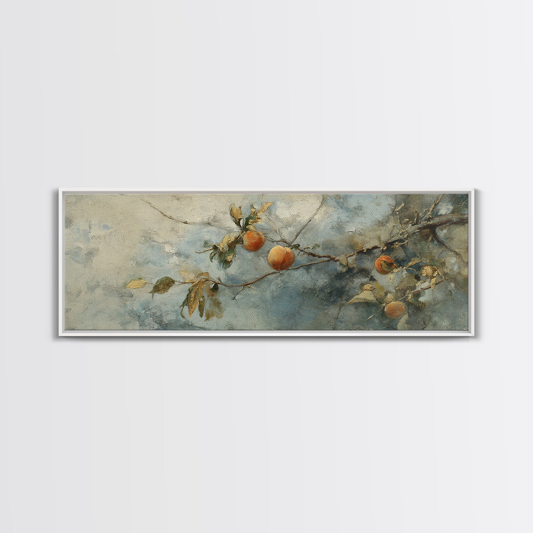 Still Life of Peaches Framed Canvas Print, Impressionist Art, Textured Wall Art, Living Room Decor, Fine Art, Impression, IMP-3x1-87