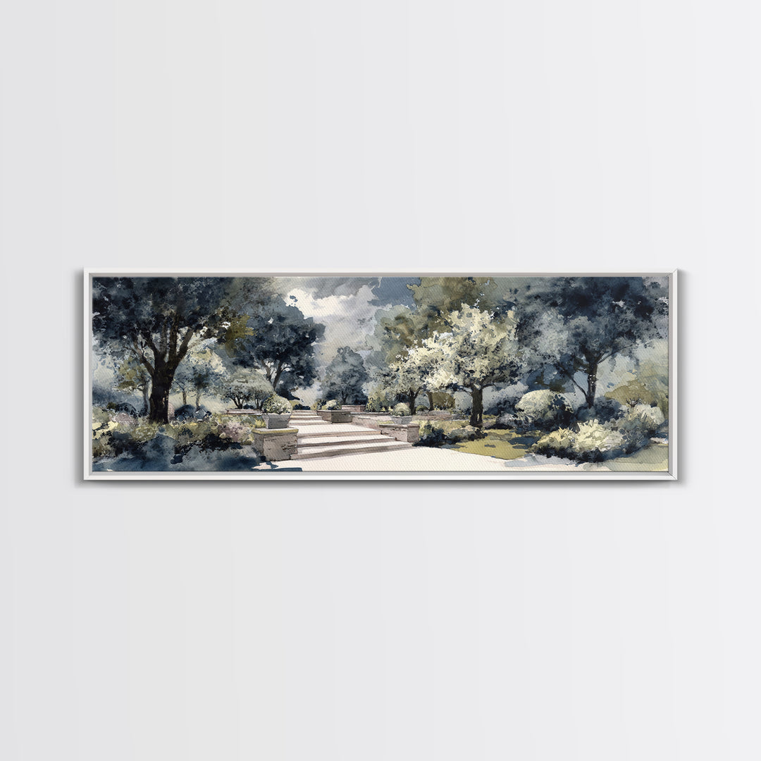 Garden Path Covered Framed Canvas Print, Impressionist Art, Landscape Wall Art, Living Room Decor, Fine Art, Impression, IMP-3x1-90