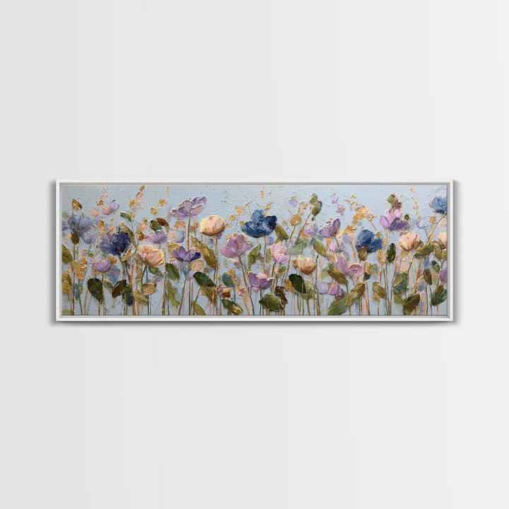 Wildflower Field in Loose Pastel Strokes Canvas Print, Impressionist Art, Textured Painting, Living Room Decor, Impression, IMP-3x1-96