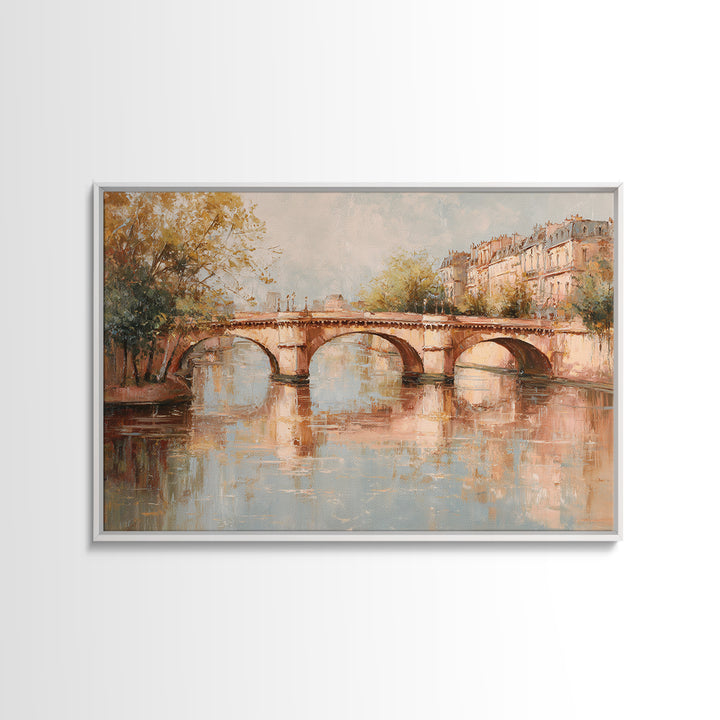 Paris Bridge Reflected Canvas Print, Impressionist Art, Modern Decor, Living Room Decor, Fine Art, Impression, Wall Decor, IMP-3x2-11
