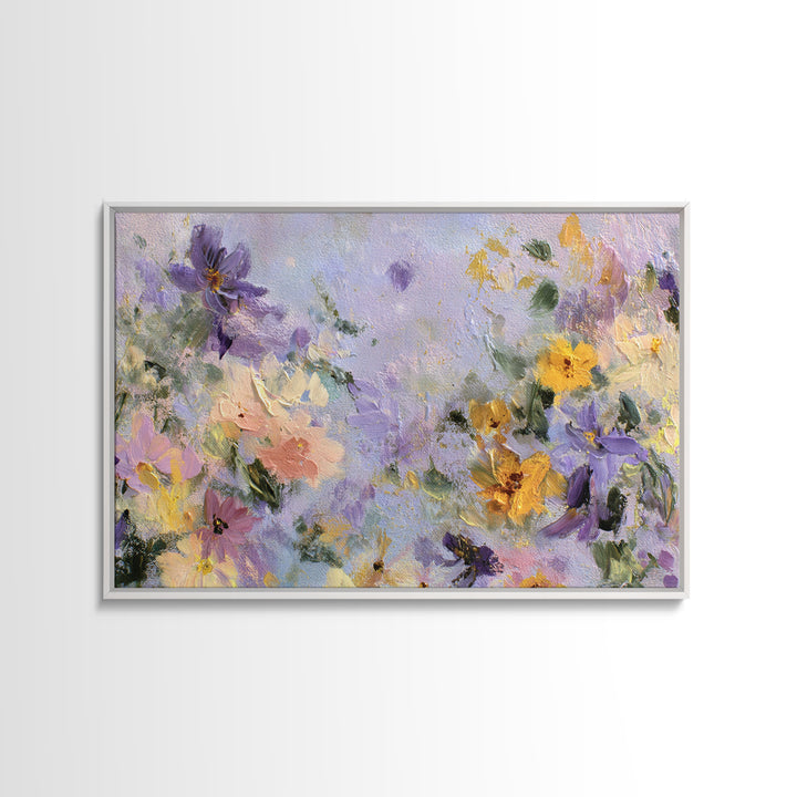 Wildflower Field in Loose Pastel Strokes Canvas Print, Impressionist Art, Modern Art, Living Room Decor, Oil Painting, IMP-3x2-12