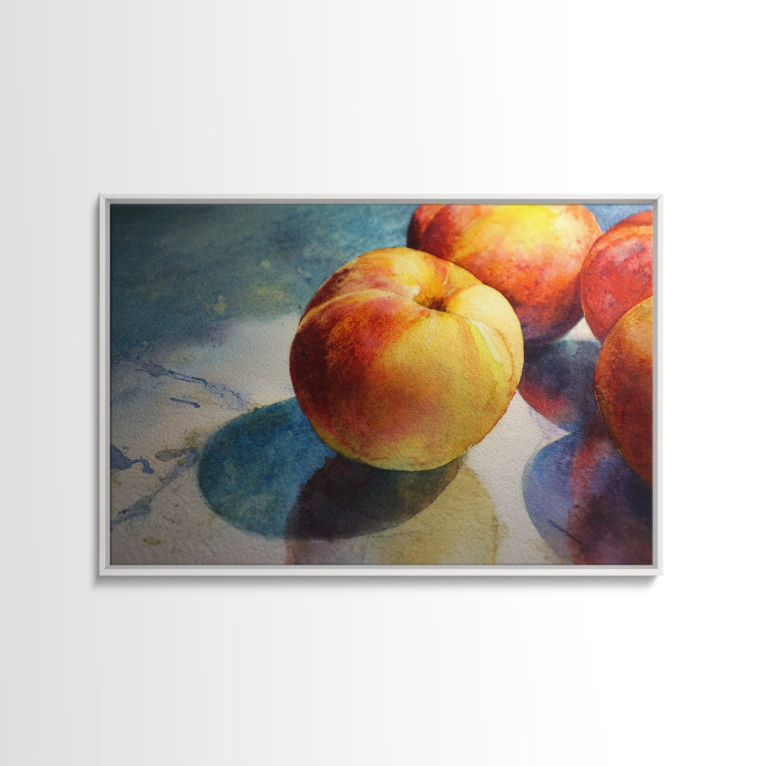 Still Life of Peaches Framed Canvas Print, Impressionist Art, Gallery Decor, Living Room Decor, Fine Art, Impression, IMP-3x2-27