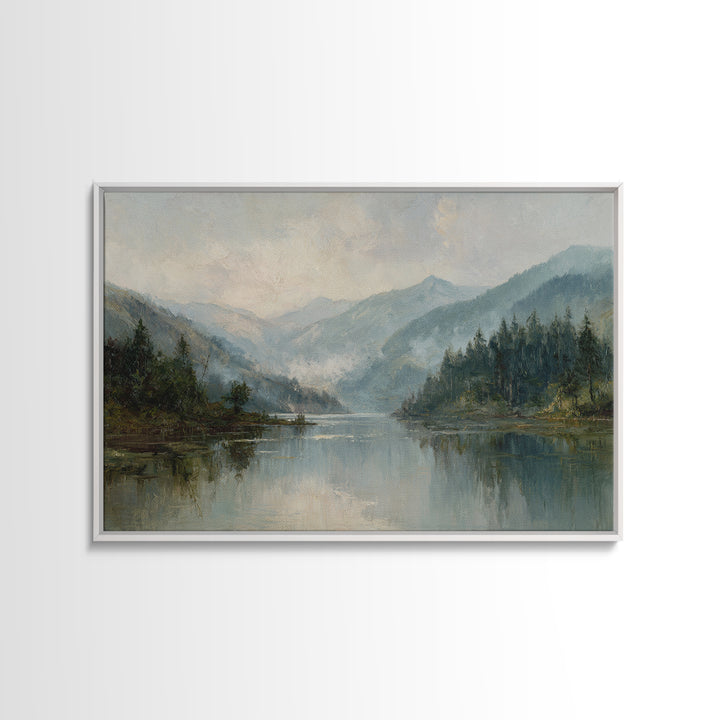 Mountain Lake with Sparkling Reflections Canvas Print, Impressionist Art, Abstract Painting, Living Room Decor, Impression, IMP-3x2-28