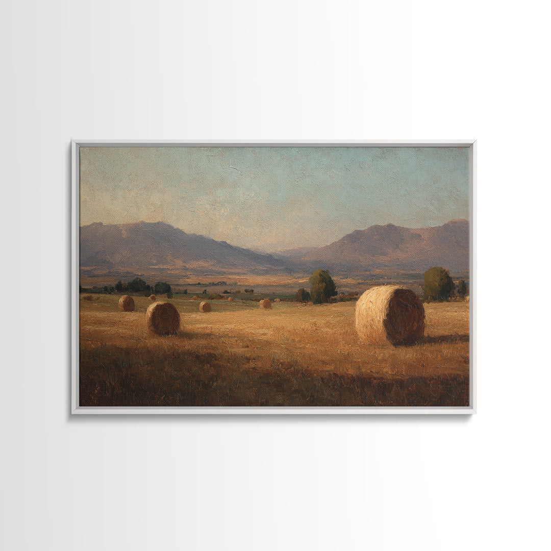 Haystacks Glowing at Golden Hour Canvas Print, Impressionist Art, Colorful Wall Art, Living Room Decor, Fine Art, Impression, IMP-3x2-32