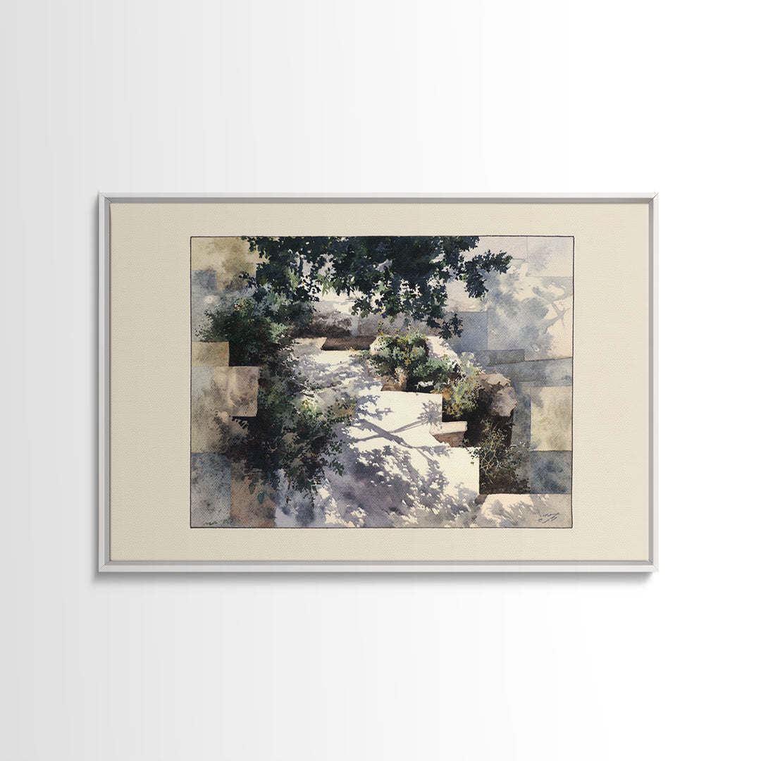 Garden Path Covered Framed Canvas Print, Impressionist Art, Modern Wall Art, Living Room Decor, Fine Art, Impression, IMP-3x2-6