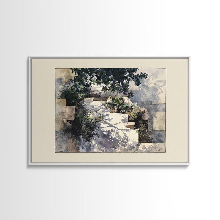 Garden Path Covered Framed Canvas Print, Impressionist Art, Modern Wall Art, Living Room Decor, Fine Art, Impression, IMP-3x2-6