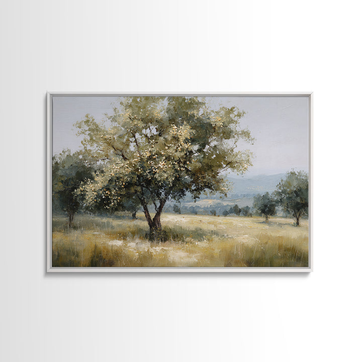 Apple Tree in Summer Orchard Framed Canvas Print, Impressionist Art, Gallery Decor, Living Room Decor, Fine Art, Impression, IMP-3x2-69