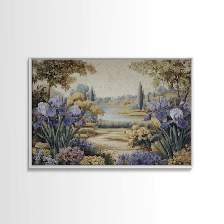Iris Garden with Blue Violet Strokes Canvas Print, Impressionist Art, Living Room Decor, Watercolor Art, Impression, IMP-3x2-72
